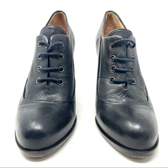 PURA Lopez Black Leather Heeled Oxfords Size 38 Made in Spain (like Chie Mihara) - Picture 4 of 10